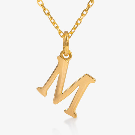 24K Gold Monogram Necklace - Letter M