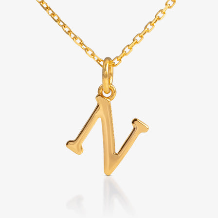 24K Gold Monogram Necklace - Letter N