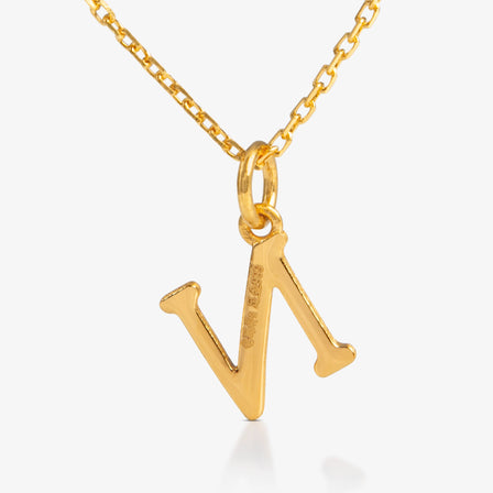 24K Gold Monogram Necklace - Letter N