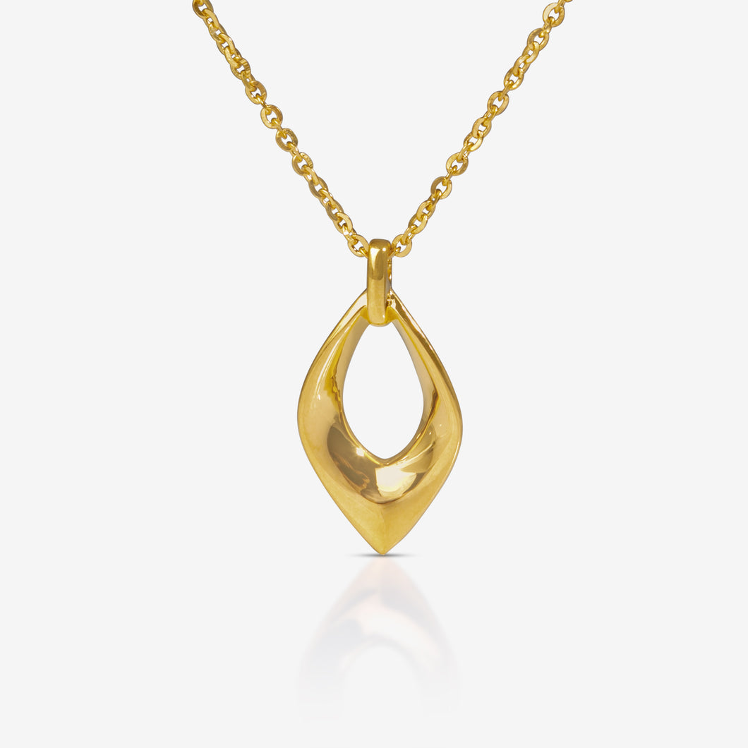 Lao Feng Xiang gold teardrop necklace – refined and minimal pendant

老凤祥24K金水滴形吊坠项链，象征优雅与内在力量