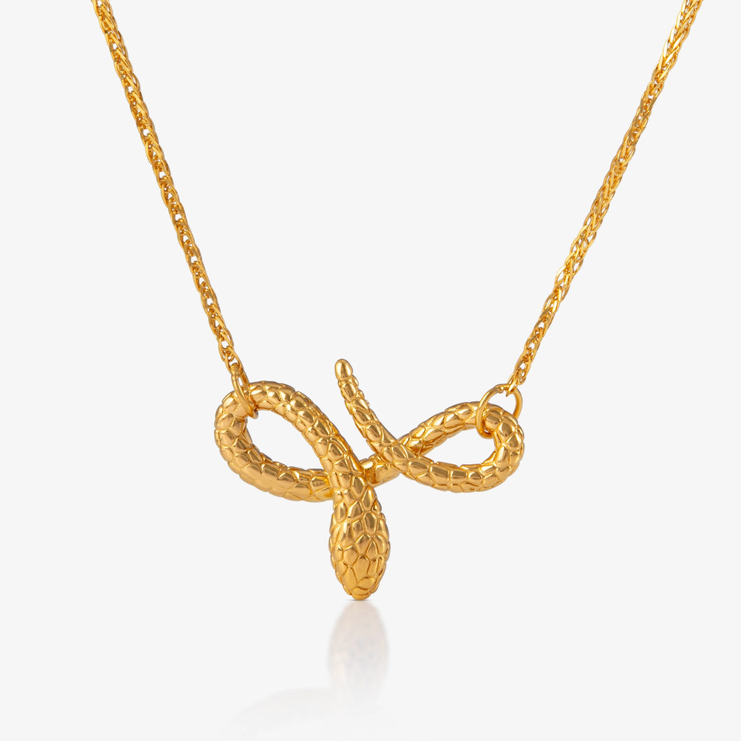 Snake Knot Pendant Necklace in 24K Gold