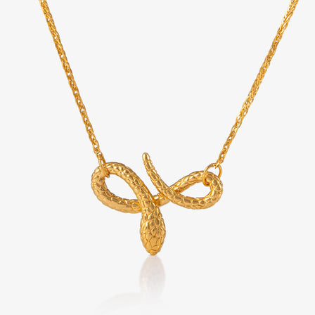 Snake Knot Pendant Necklace in 24K Gold