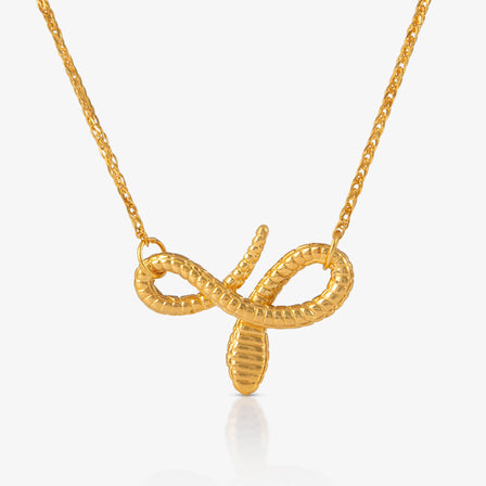 Snake Knot Pendant Necklace in 24K Gold