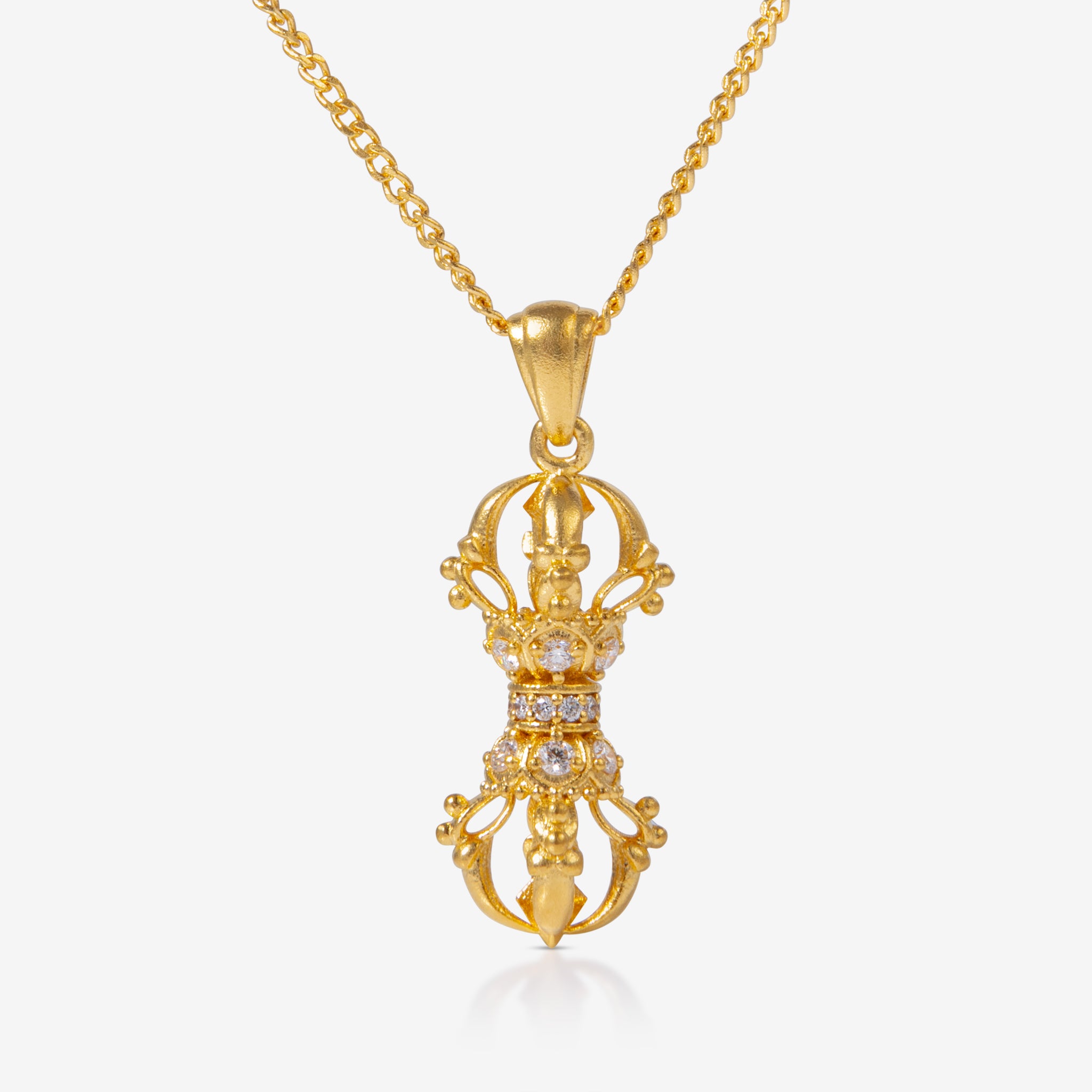 24K Gold Vajra Necklace | 足金金刚杵吊坠镶钻– Lao Feng Xiang