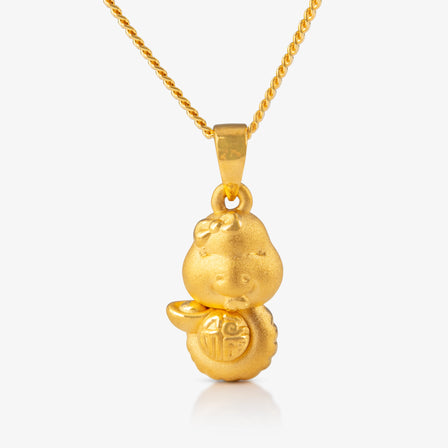 24K Gold Snake Pendant