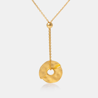 24K Gold Hammered Peacebuckle Necklace