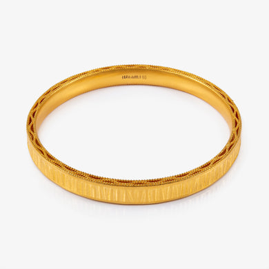 24K Antique Gold textured bangle with matte surface and polished contour edges
