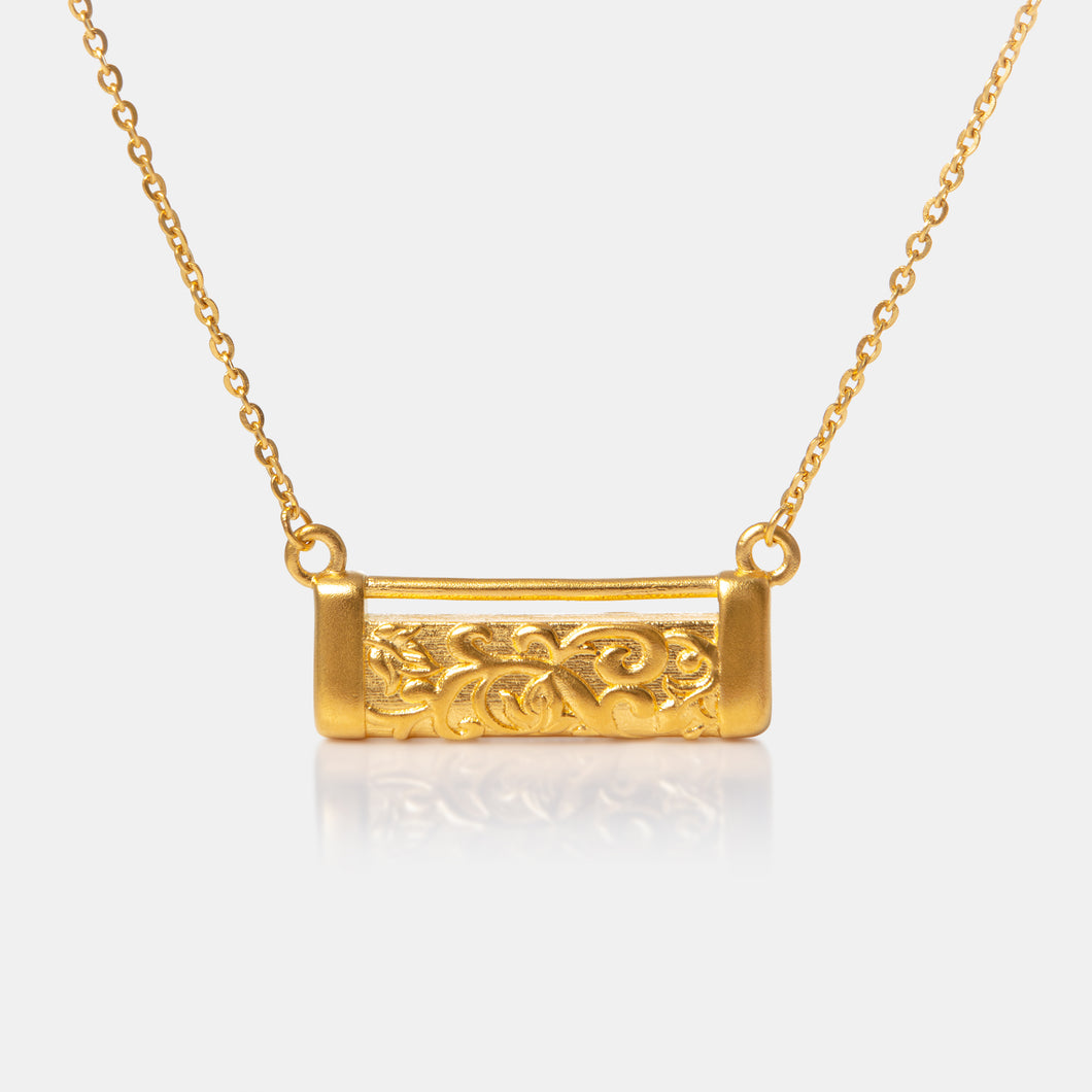  24K gold rectangle longevity lock necklace front view

24K金长命锁项链正面图