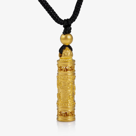 Prayer Scroll Pendant in 24K Antique Gold