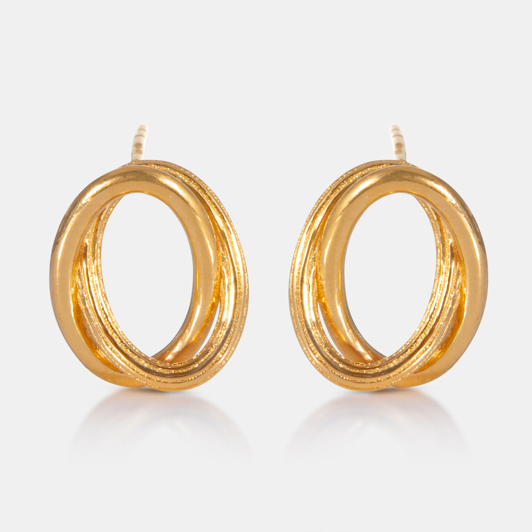 24K Gold Multi Oval Stud Earrings