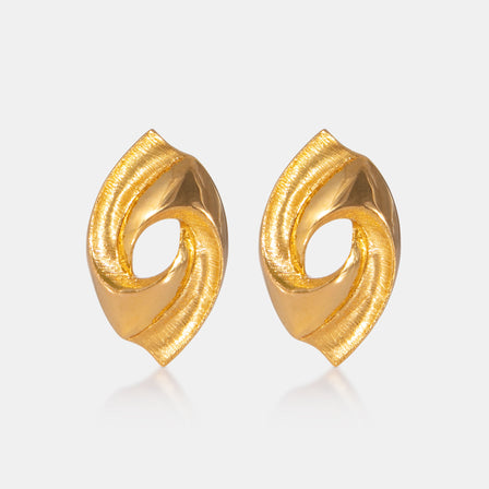 24K Gold Twisted Swirl Stud Earrings