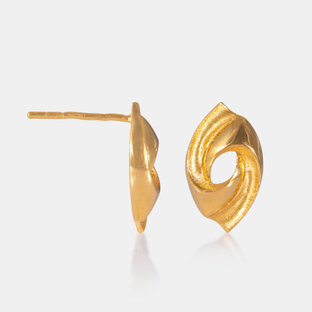 24K Gold Twisted Swirl Stud Earrings