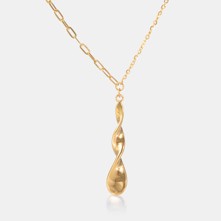 24K Gold Twisted Droplet Necklace