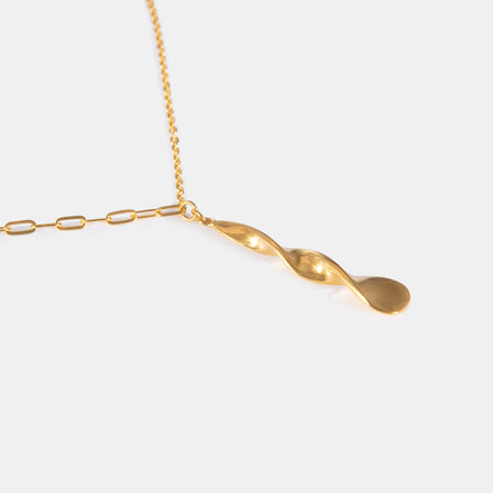 24K Gold Twisted Droplet Necklace