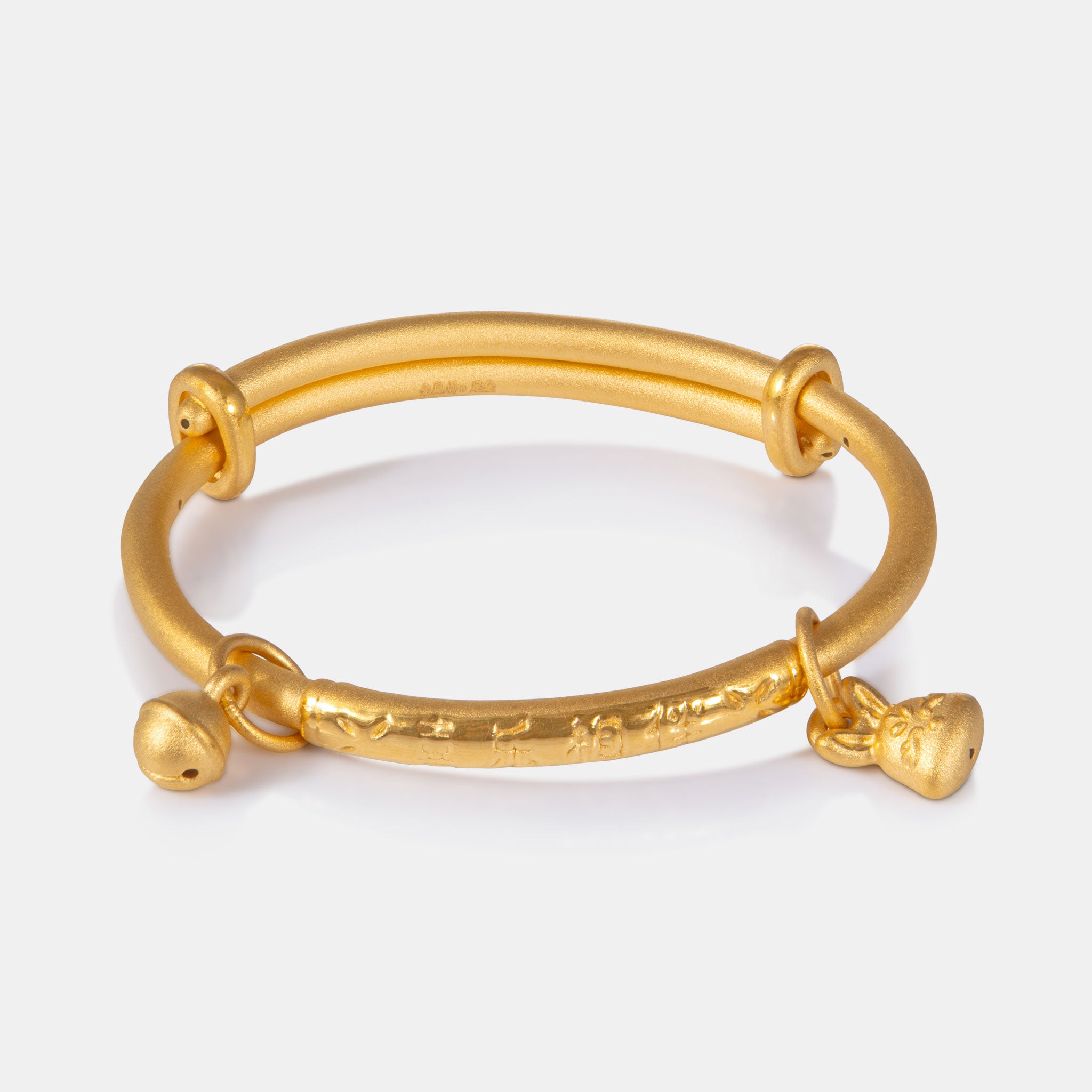 24K Gold Rabbit and Bell Baby Bangle