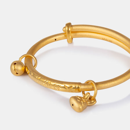 24K Gold Rabbit and Bell Baby Bangle