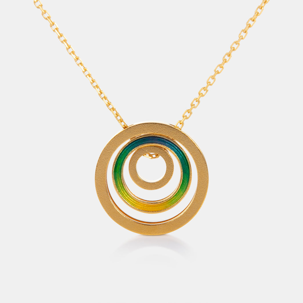 24K Antique Gold Graduated Circle Enamel Necklace
