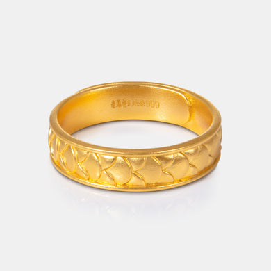24K Antique Gold Dragon Scale Band
