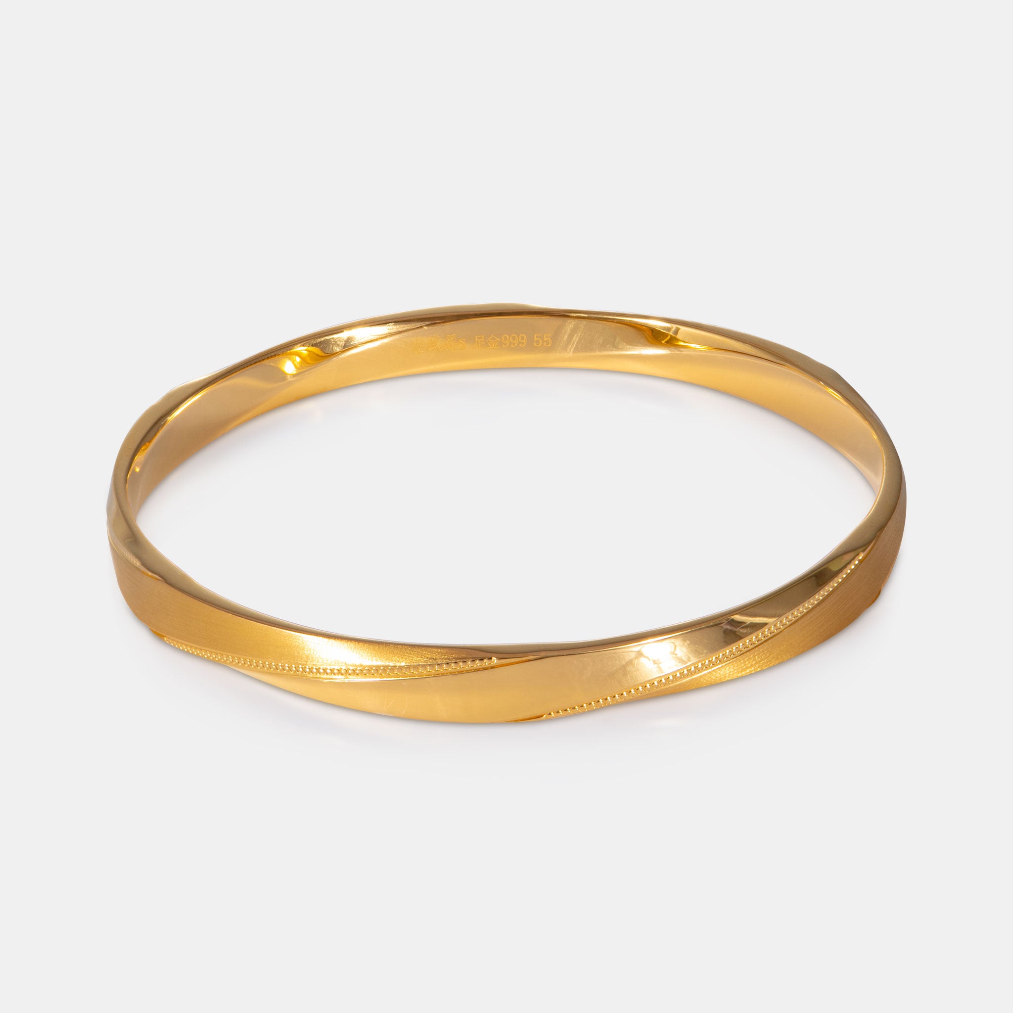 Classic Tapered Gold Bangle – 24K Gold 经典金手镯 | Lao Feng Xiang