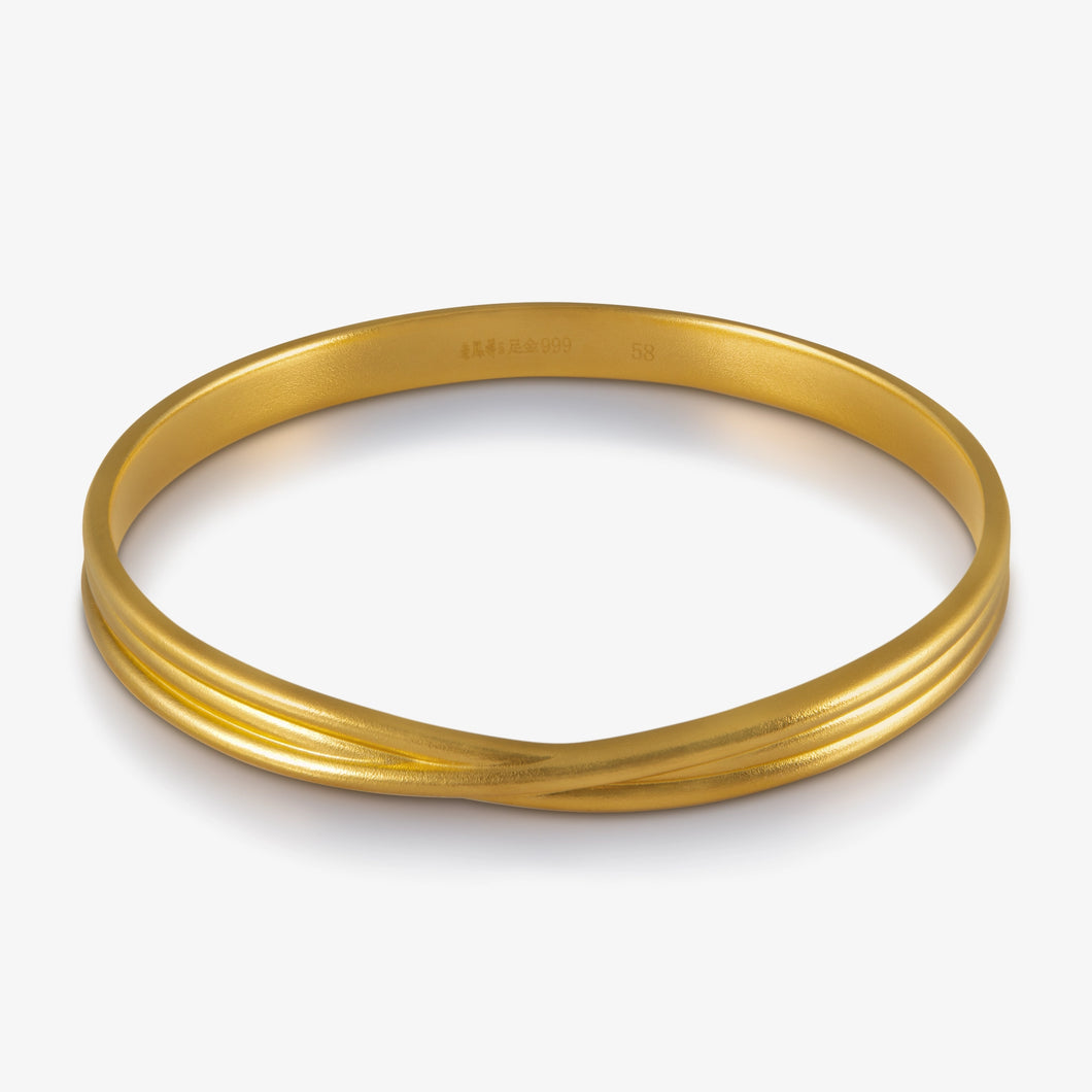 24K Antique Gold Infinity Crossover Bangle with Overlapping Double Band

 24K古法金交错无限手镯，双圈交叠造型