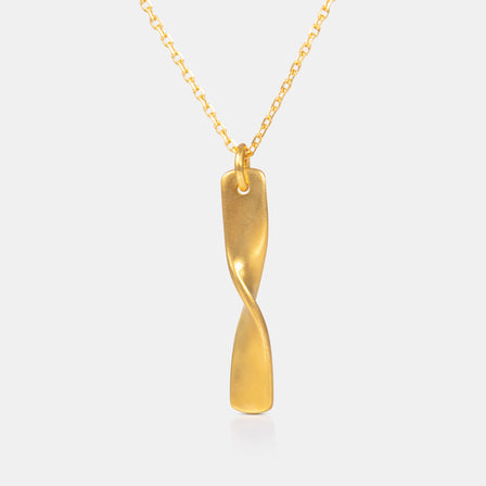24K Antique Gold Twisted Bar Enamel Necklace
