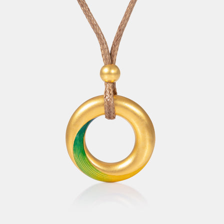 24K Antique Gold Wave Peacebuckle Enamel Necklace