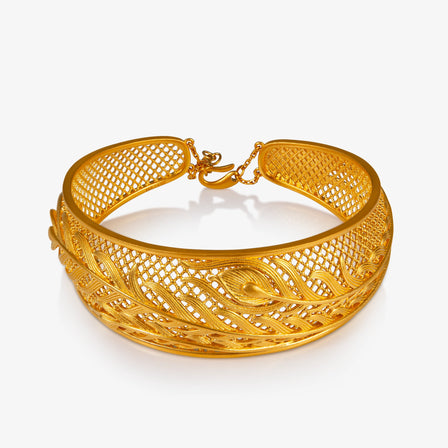 24K Antique Gold Filigree Phoenix Tail Bangle