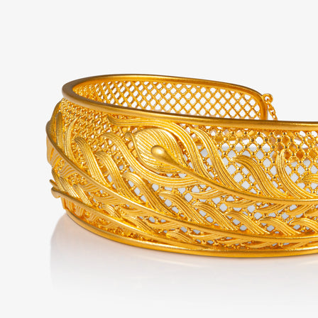 24K Antique Gold Filigree Phoenix Tail Bangle