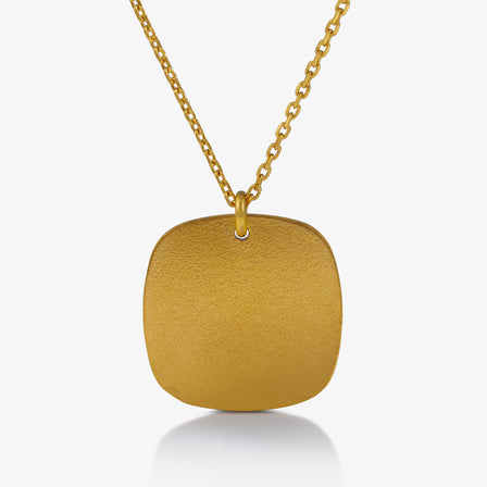 Blessing Square Pendant in 24K Antique Gold