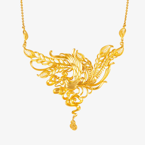 24K Antique Gold Phoenix Necklace