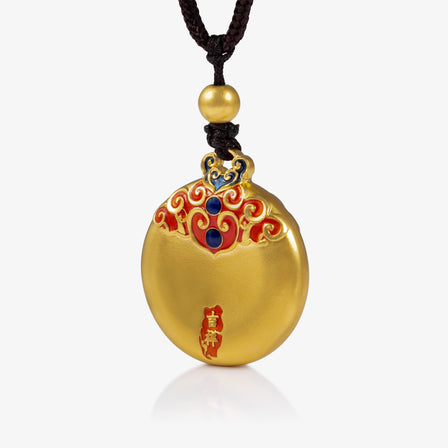 Auspicious Cloud Blessing Pendant in 24K Antique Gold