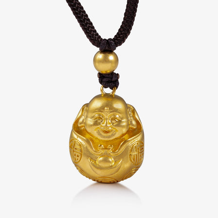 Laughing Buddha Pendant in 24K Antique Gold - Main Image