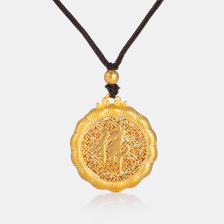 Guanyin Lotus Locket Pendant in 24K Antique Gold
