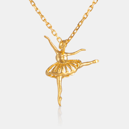 24K Gold Arabesque Ballerina Necklace - Elegant Ballet Jewelry | LFX x Goh Collection