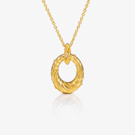 24K AG Twisted Oval with Diamond Necklace
足金扭纹椭圆钻石项链