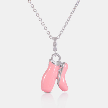 Sterling Silver and Enamel Ballet Shoes Necklace