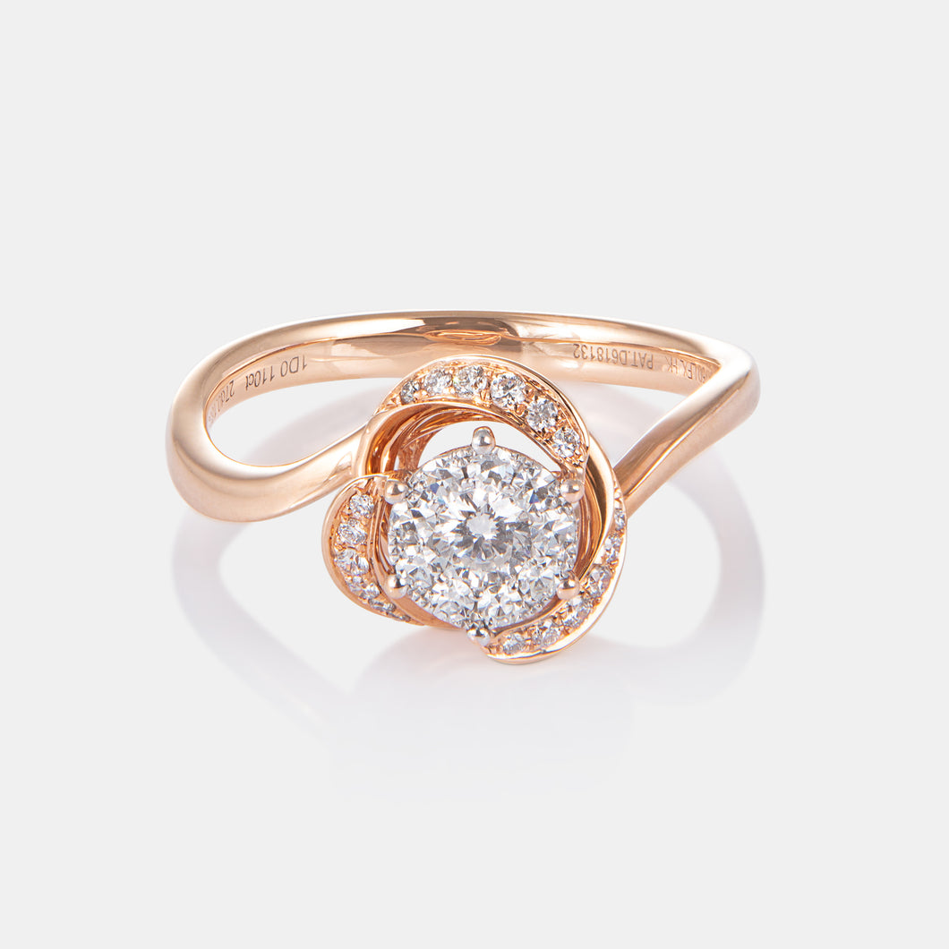18K Rose Gold Illusion Diamond Swirl Ring