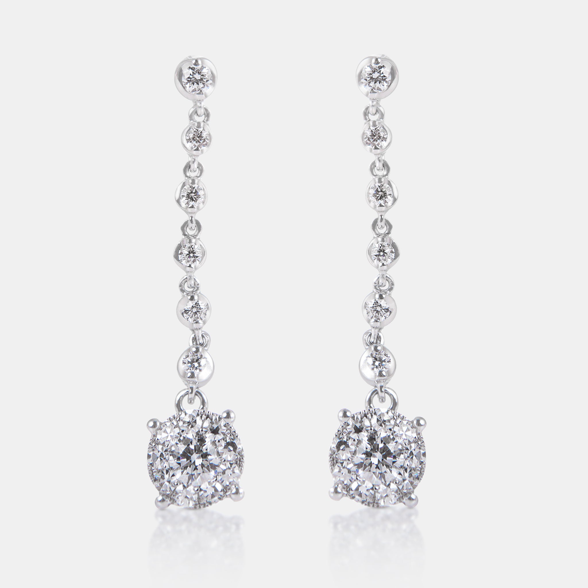 【Sentiments】NO.247 EARRING 18K WG Illusion Diamond Drop Earrings – Lao Feng Xiang