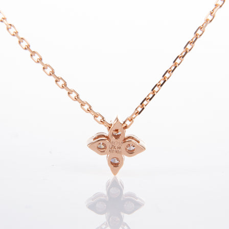 18K RG Small Diamond Flower Necklace