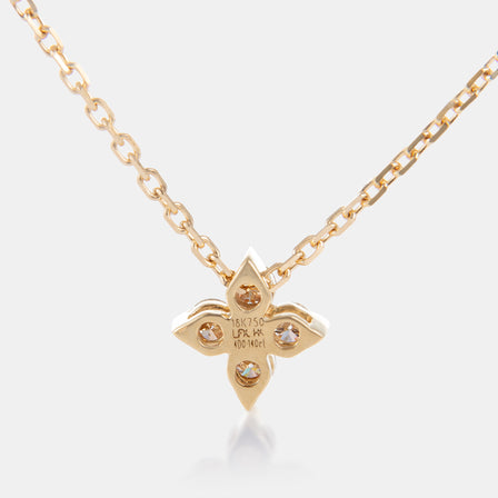 18K YG Small Diamond Flower Necklace