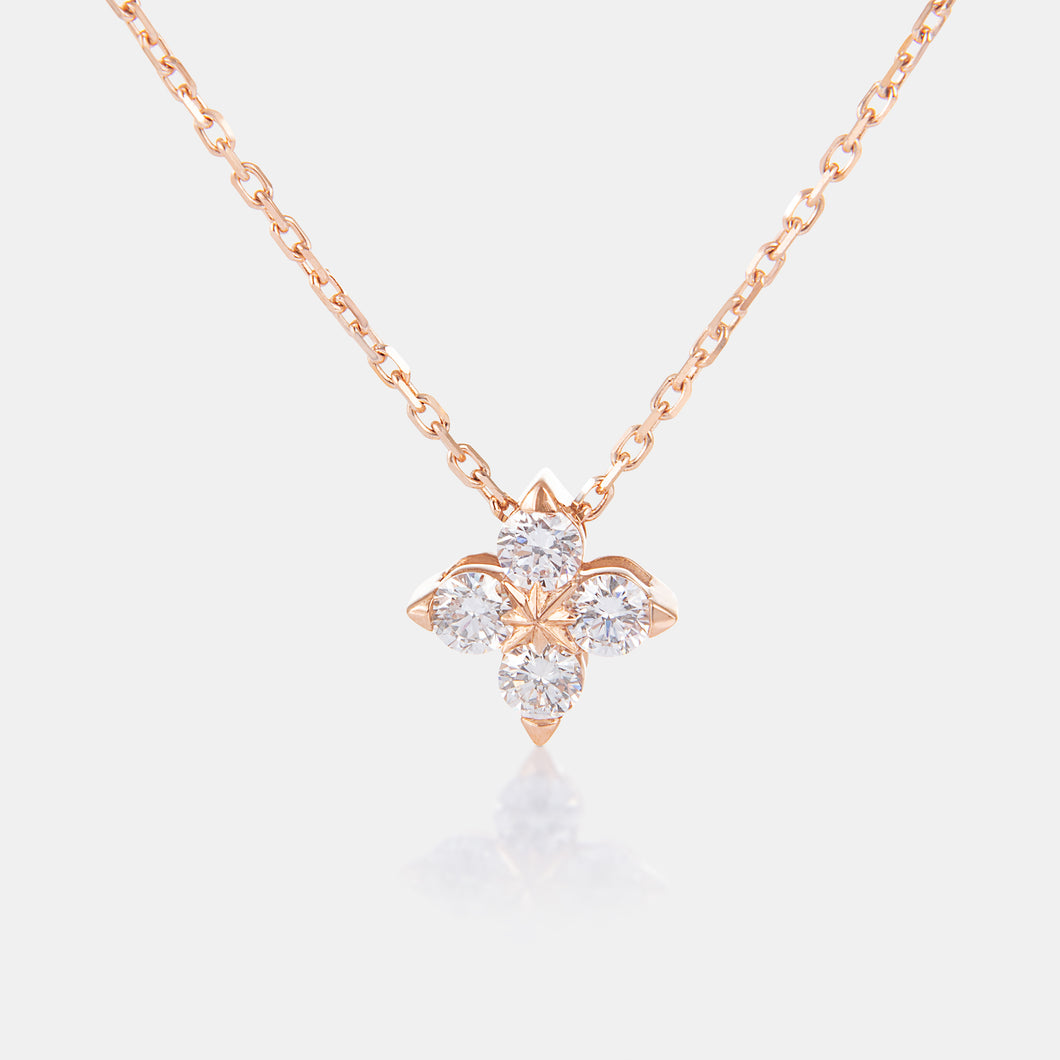 18K RG Medium Diamond Flower Necklace