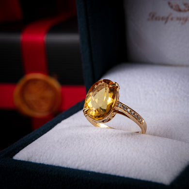 Oval Heliodor Diamond Ring