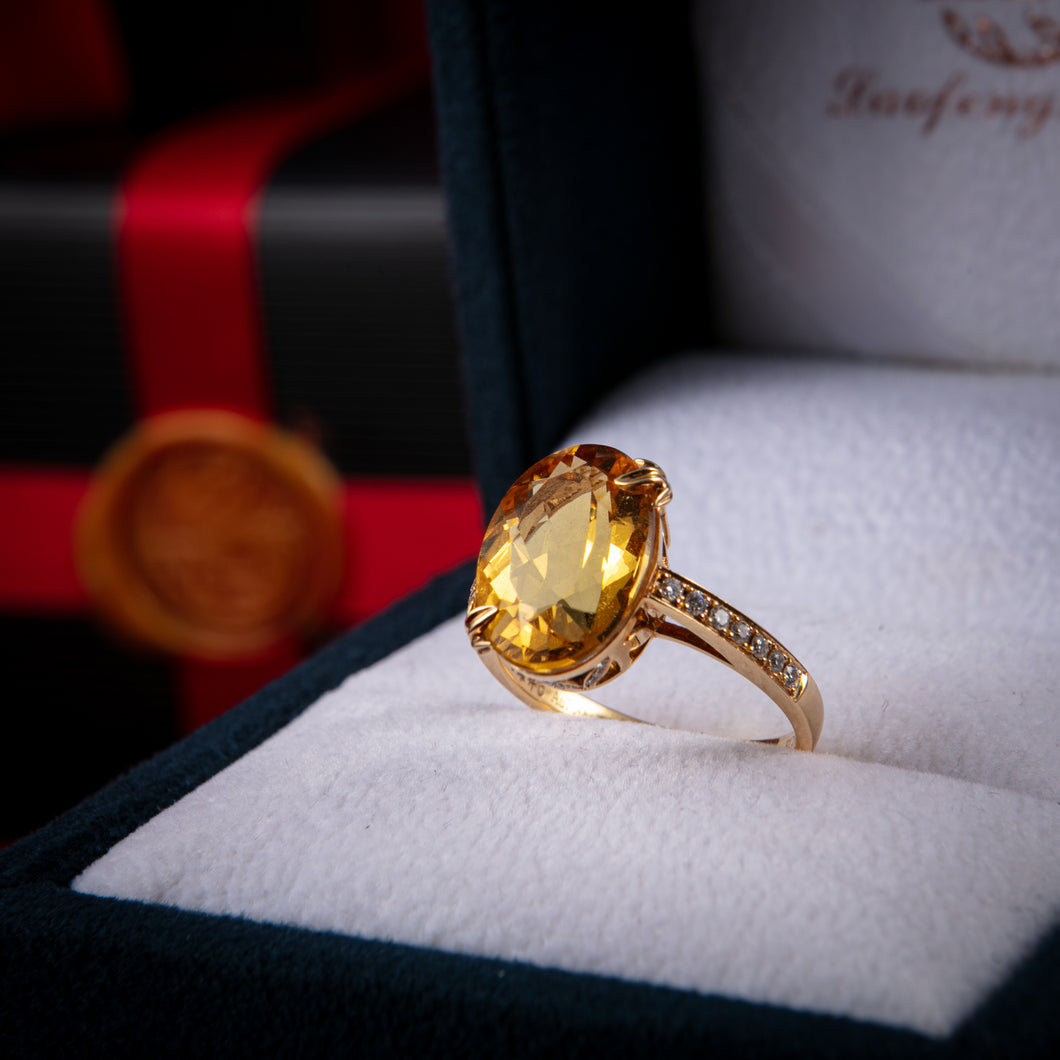 Oval Heliodor Diamond Ring