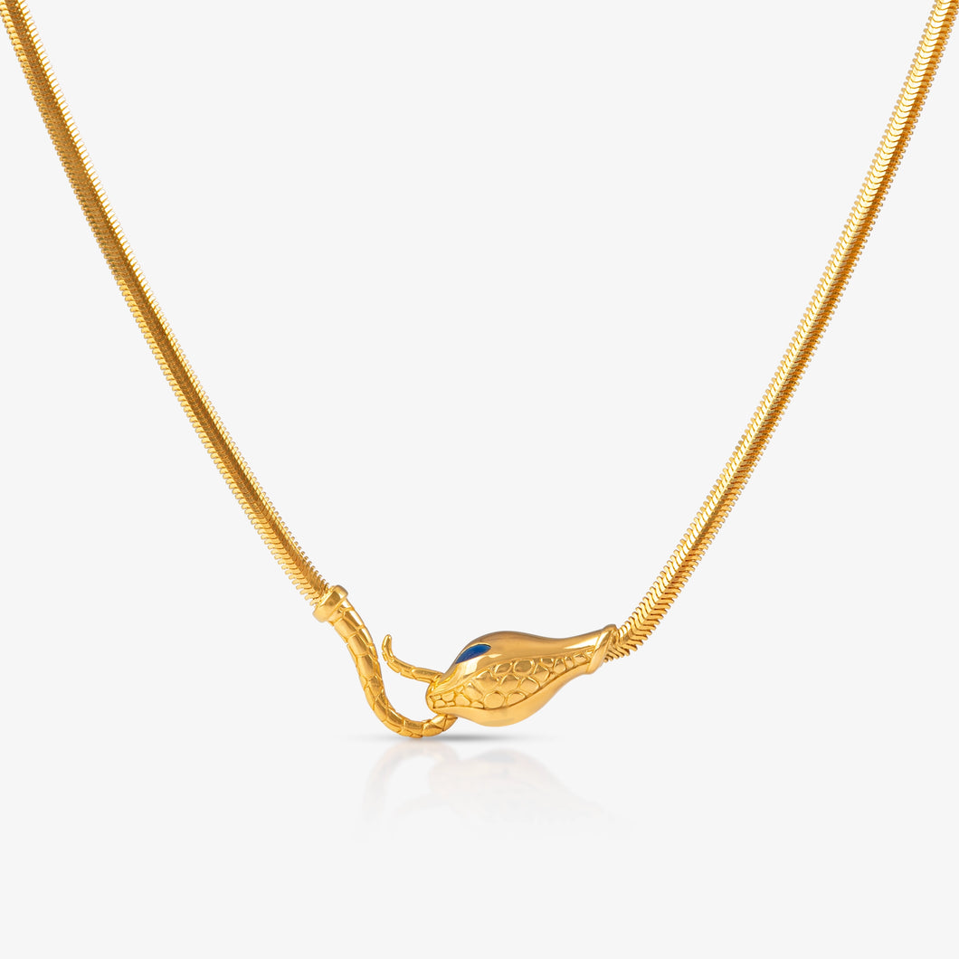 Snake Head Necklace in 24K Gold