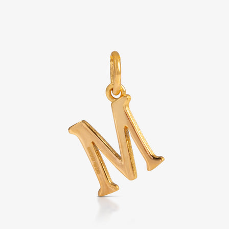 24K Gold Monogram Pendant- Letter M