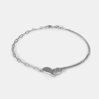 Platinum Mini Heart Line Bracelet