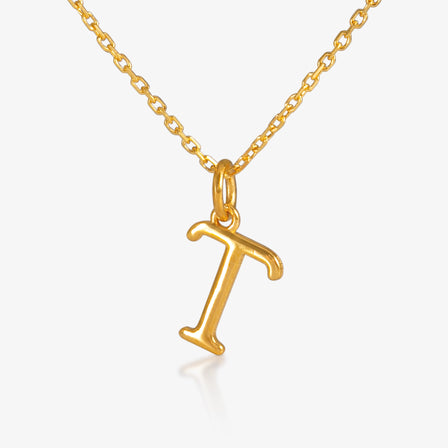 24K Gold Monogram Necklace - Letter T