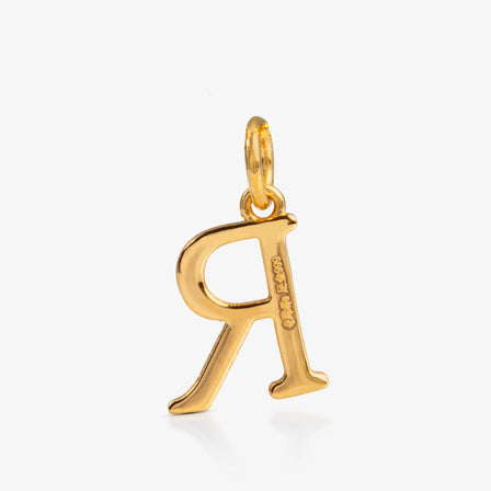 24K Gold Monogram Pendant- Letter R