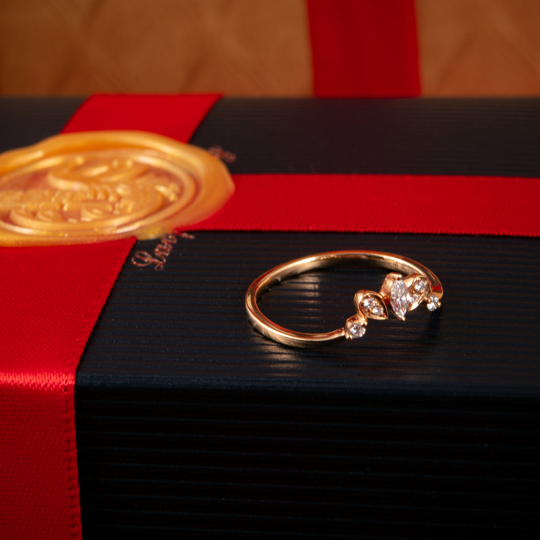 18K Rose Gold Diamond Petal Ring