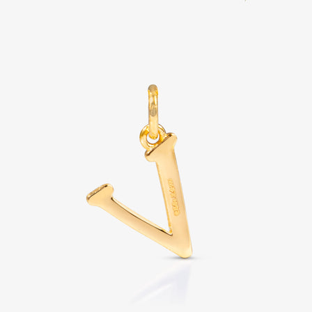 24K Gold Monogram Pendant- Letter V